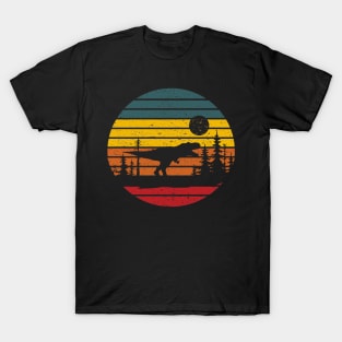 Retro Sunset T-Rex Distressed Vintage Design T-Shirt
